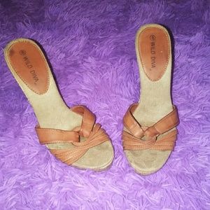 💼Wild Diva Brown Corkscrew Wedges